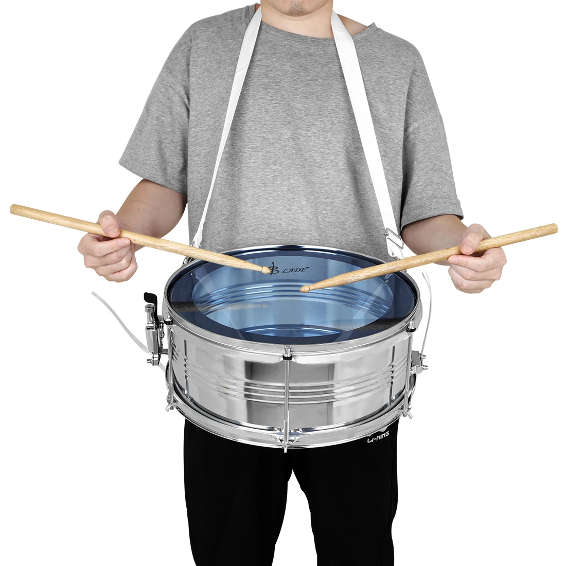 SLADE 14 Inch Blue Snare Drum Set with Drumsticks Shoulder Strap Drum Key Bag for Students Beginners Percussion Instrument