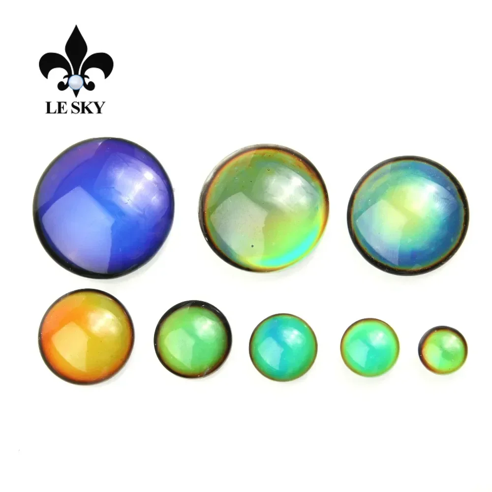 10 buah/tas Cabochon warna berubah dengan suhu bentuk bulat tanpa lubang kaca Cabochon manik grosir untuk membuat perhiasan cincin DIY