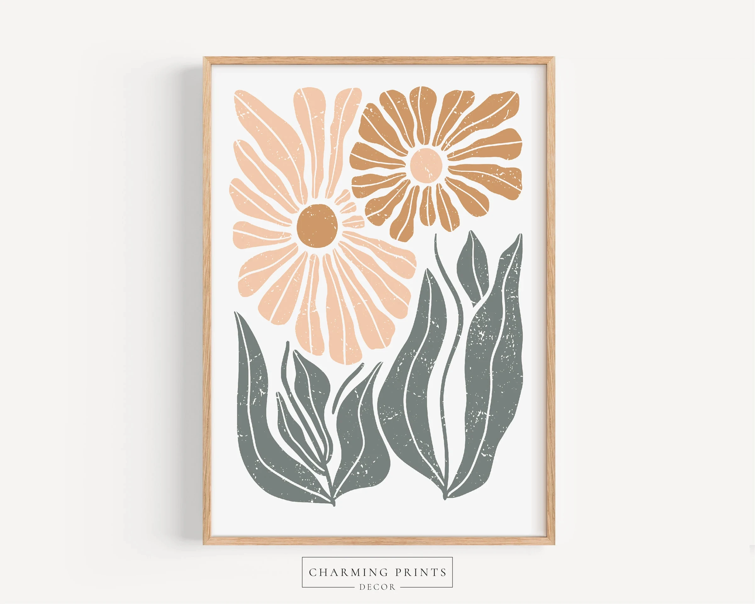 Boho Abstract Floral Canvas Wall Art Set, Neutral Mid-Century Botanical Prints, Minimalist Living Room Bedroom Home Decor Gifts view 3