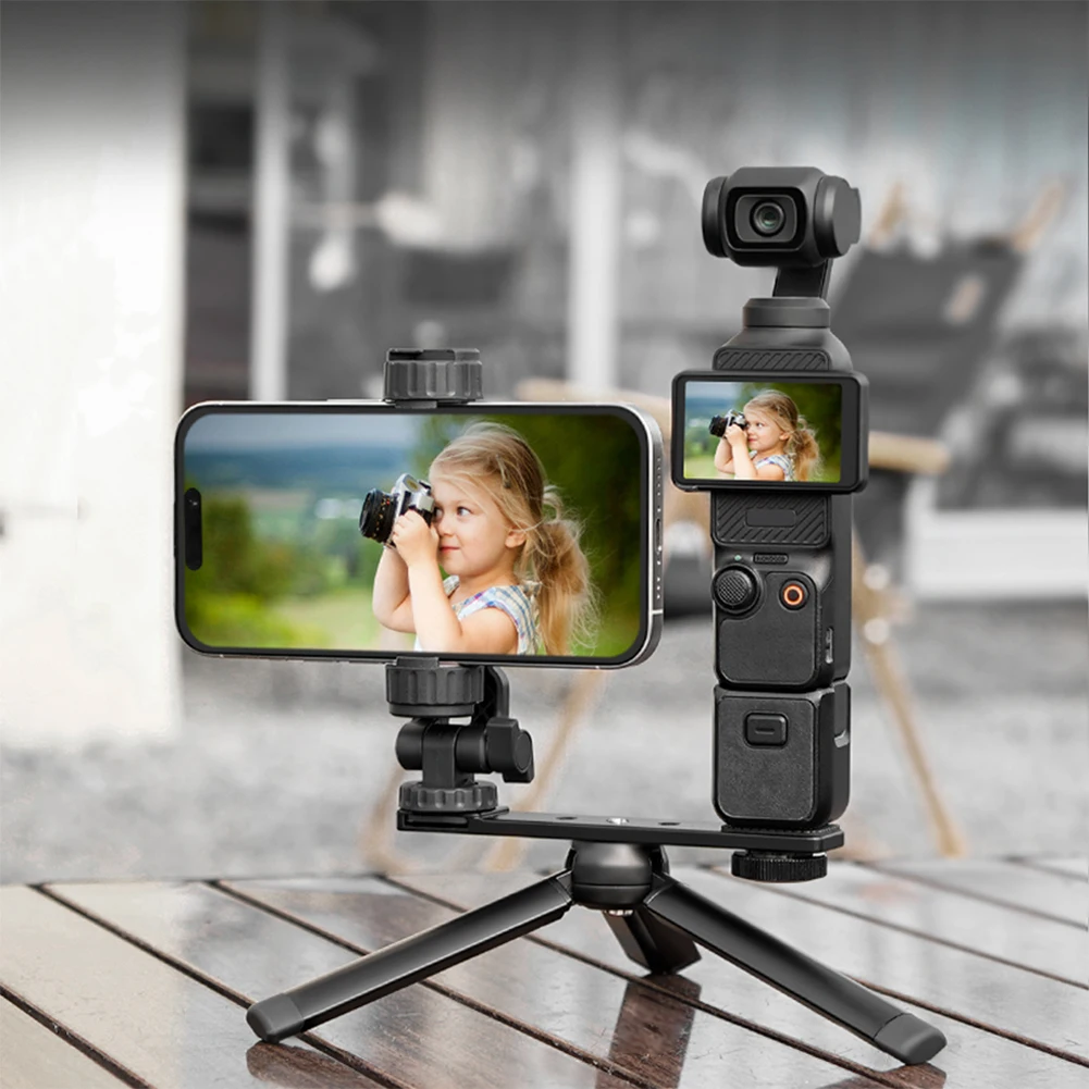 

Держатель для телефона DJI Osmo Pocket 3, портативный поворотный зажим для телефона с винтом 1/4 дюйма и заполняющим светильником для холодного башмака, аксессуары для штатива