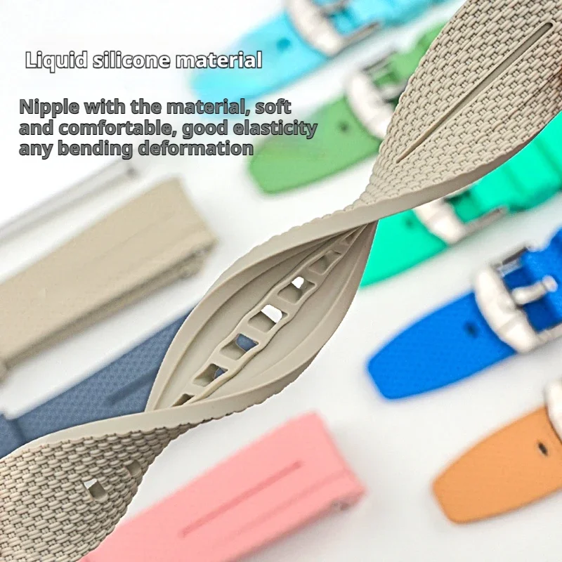 Liquid Silicone Strap for Omega X Swatch MoonSwatch 20mm Curved End Quick Release Men Women Replace Watch Band for Seamaster 300