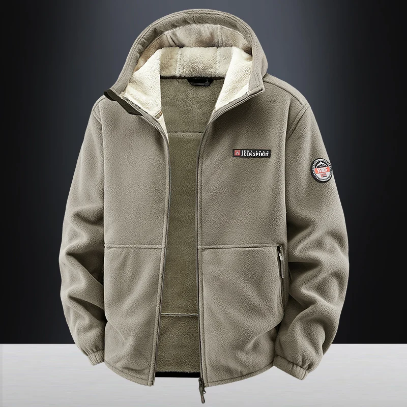 

Men's Coat Thickened Warm Fleece Windproof Loose Outdoor Hooded Jacket Denim Jacket Men Streetwear Casaco Moto Coats Men Jacket