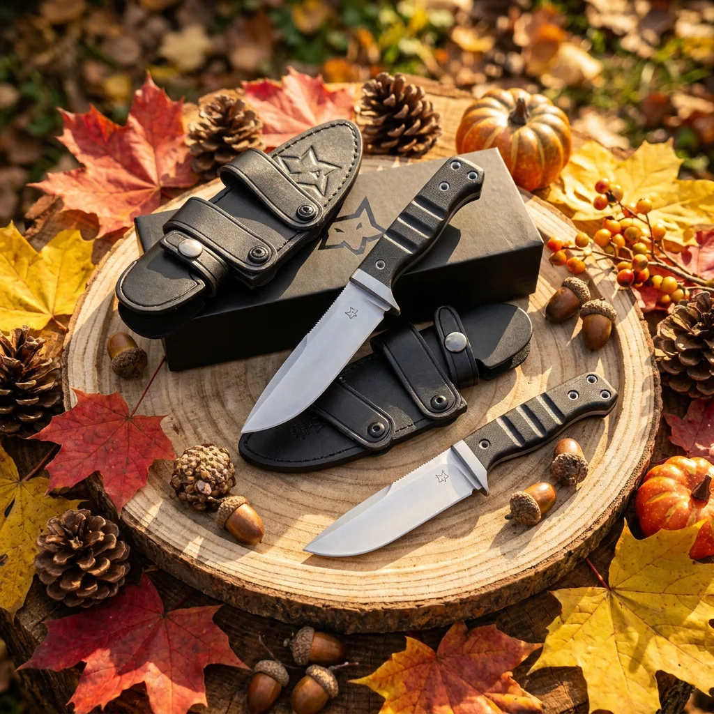 Compact Outdoor Knife FX-103MB Genuine Cowhide Sheath Mikata Handle Backpacking Camping Knife