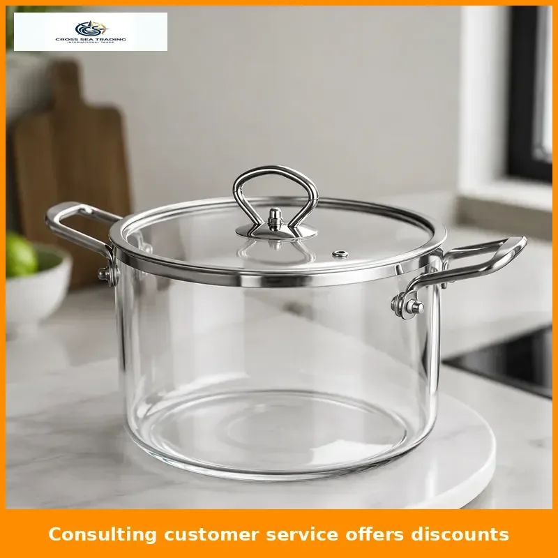 Heat-resistant transparent glassware 3.5L 4.5L 5.5L large size borosilicate cooking pot