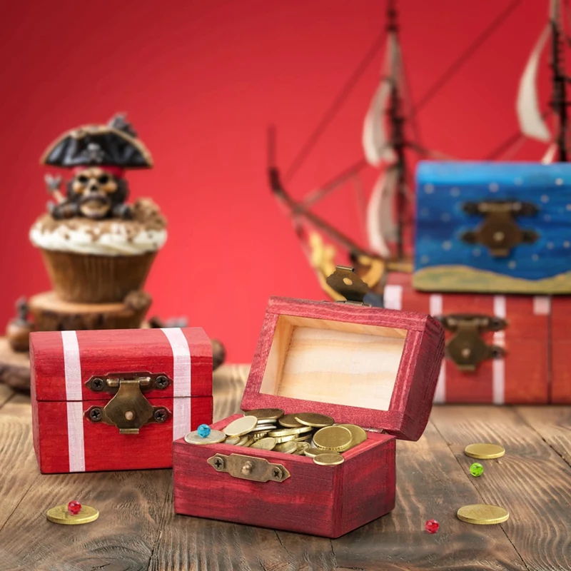 Shore Small Wooden Box With Hinged Lid (Pack Of 12) - Treasure Chest Small Made Of Untreated Pine Wood For Part&Gifts