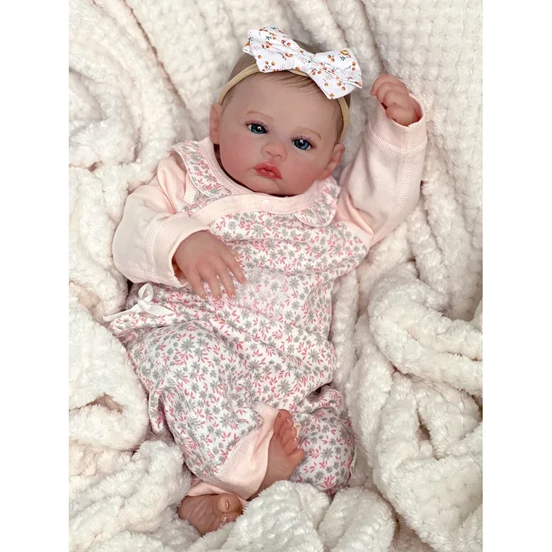 45cm Reborn Baby Doll Meadow Already Painted Finished Awake Newborn Baby Size 3D Skin Visible Veins Collectible Art Doll