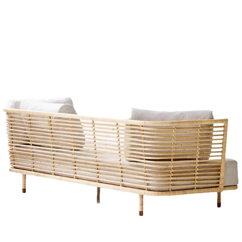 Outdoor rattan sofa, waterproof and sunscreen living room courtyard garden terrace outdoor balcony casual woven rattan