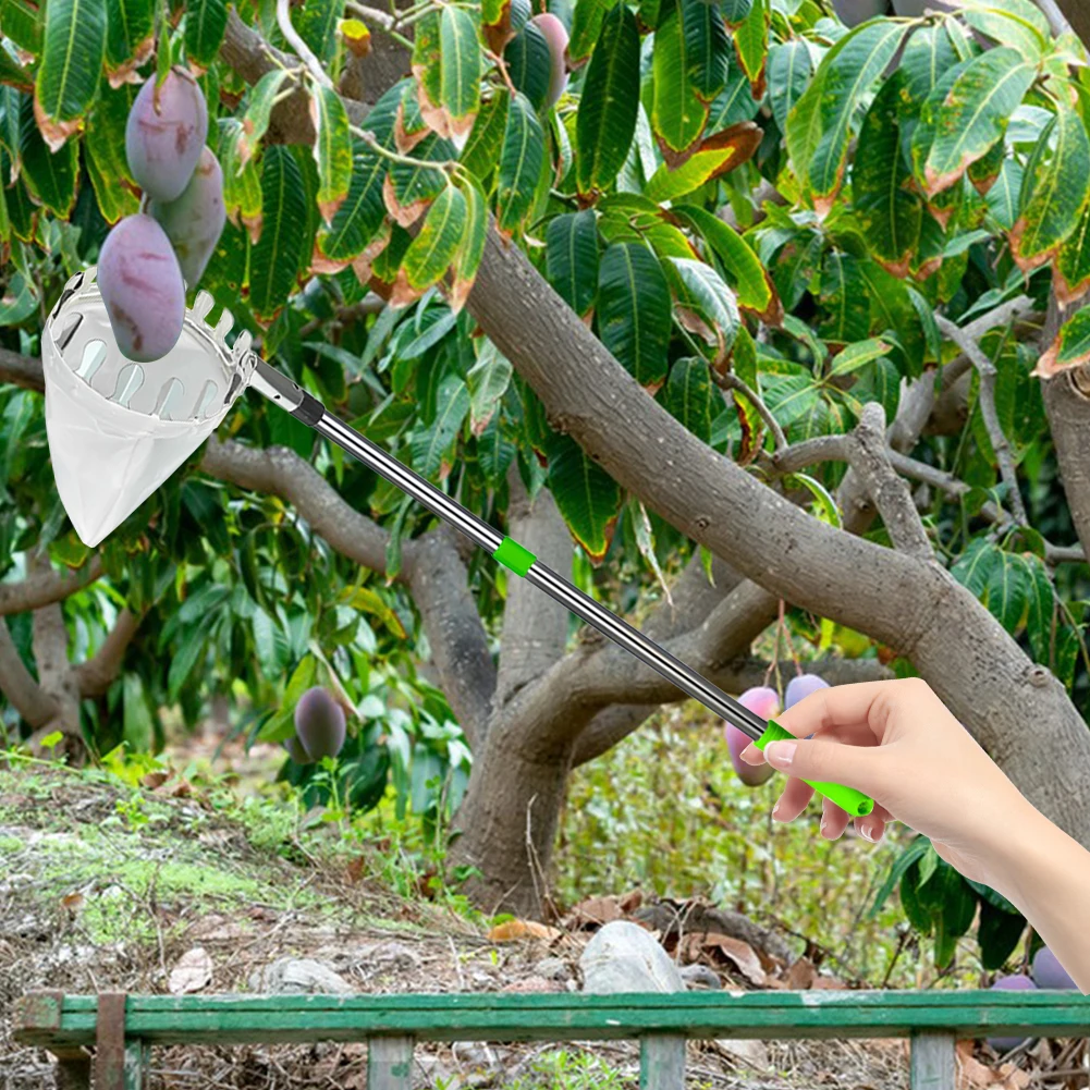 

Telescopic Pole Tree Orchard Picking Tool Fruits Picker Tool Stainless Steel Splicing Rod Fruit Picker 1.6/2.4/3.2/4M