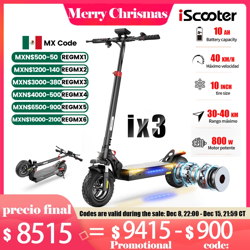 800 W 40 km/h iScooter iX3 off-road electric scooter powerful electric scooter