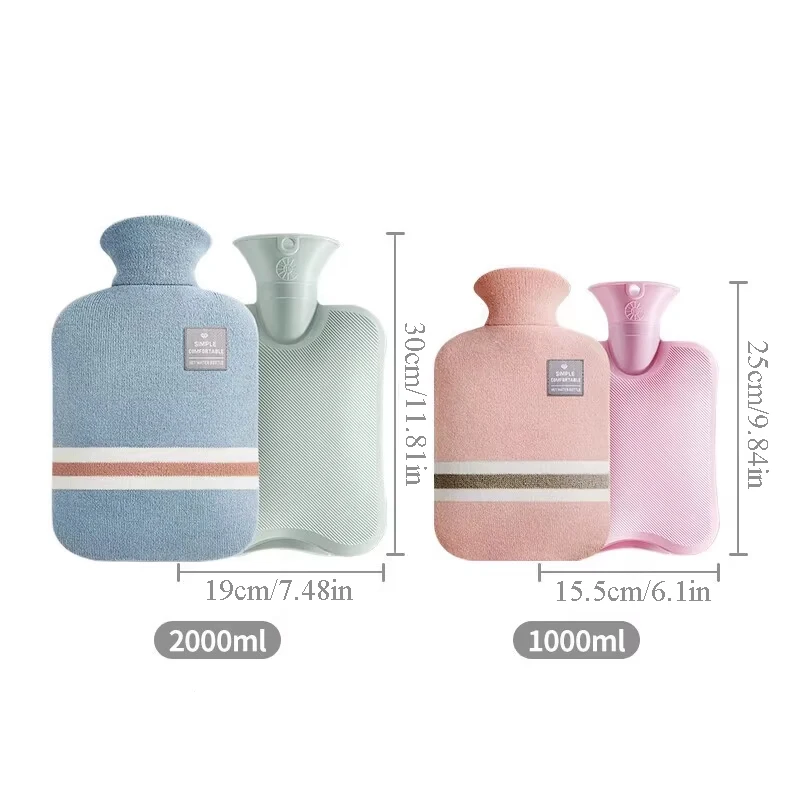 1/2L Hot Water Bottles with Knitted Cover Large Capacity for Female Warm Belly Hands Feet Menstrual Cramps Inject Hot Water Bag