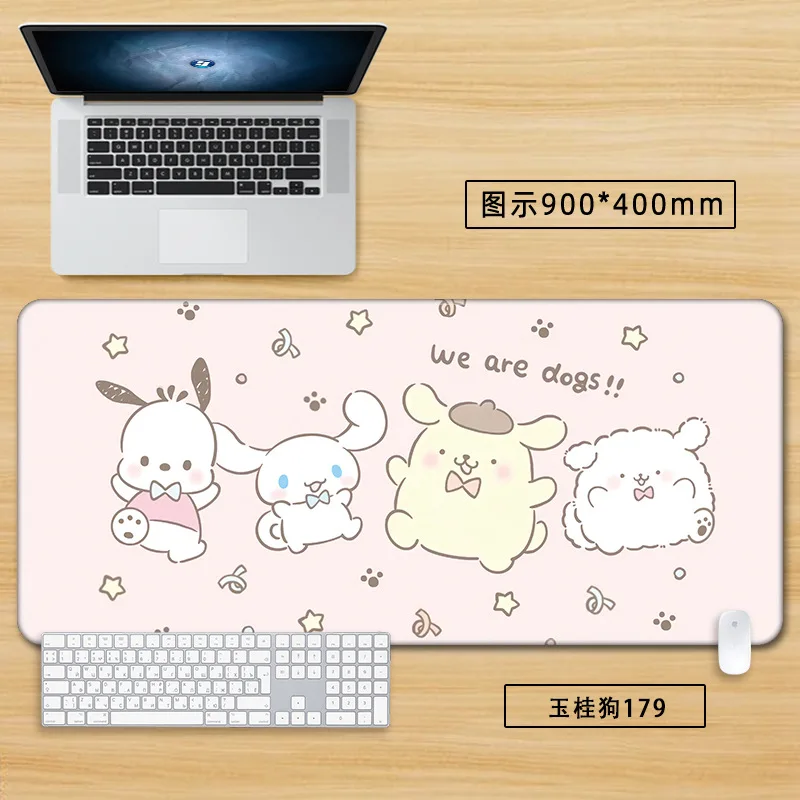 900-400mm Sanrios Cinnamoroll kawaii Cartoon Large Mouse Pad Cute Anime Desk Mat Rubber Locking Edge Laptop Keyboard Mousepad