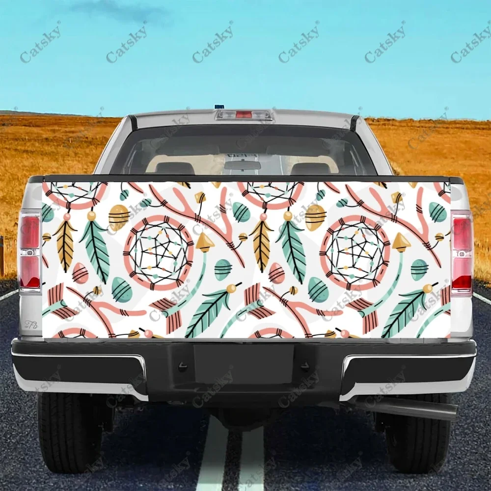 Hand Drawn Boho Pattern Design Truck Tailgate Wrap Professional Grade Material Universal Fit for Full Size Trucks Weatherproof