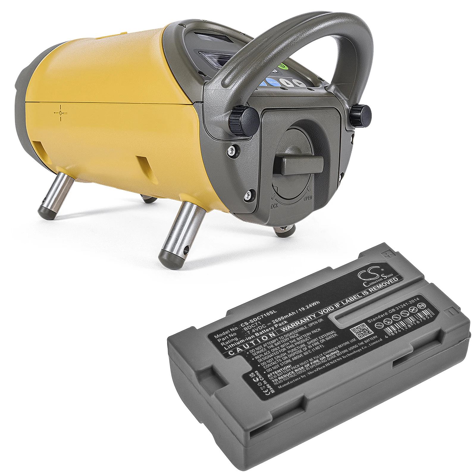 7.4V 2600mAh Battery BDC71 for Sokkia 3D Layout Navigator LN-150, Pipe Laser TP-L6, For Topcon Total Station GM-52 RC-5