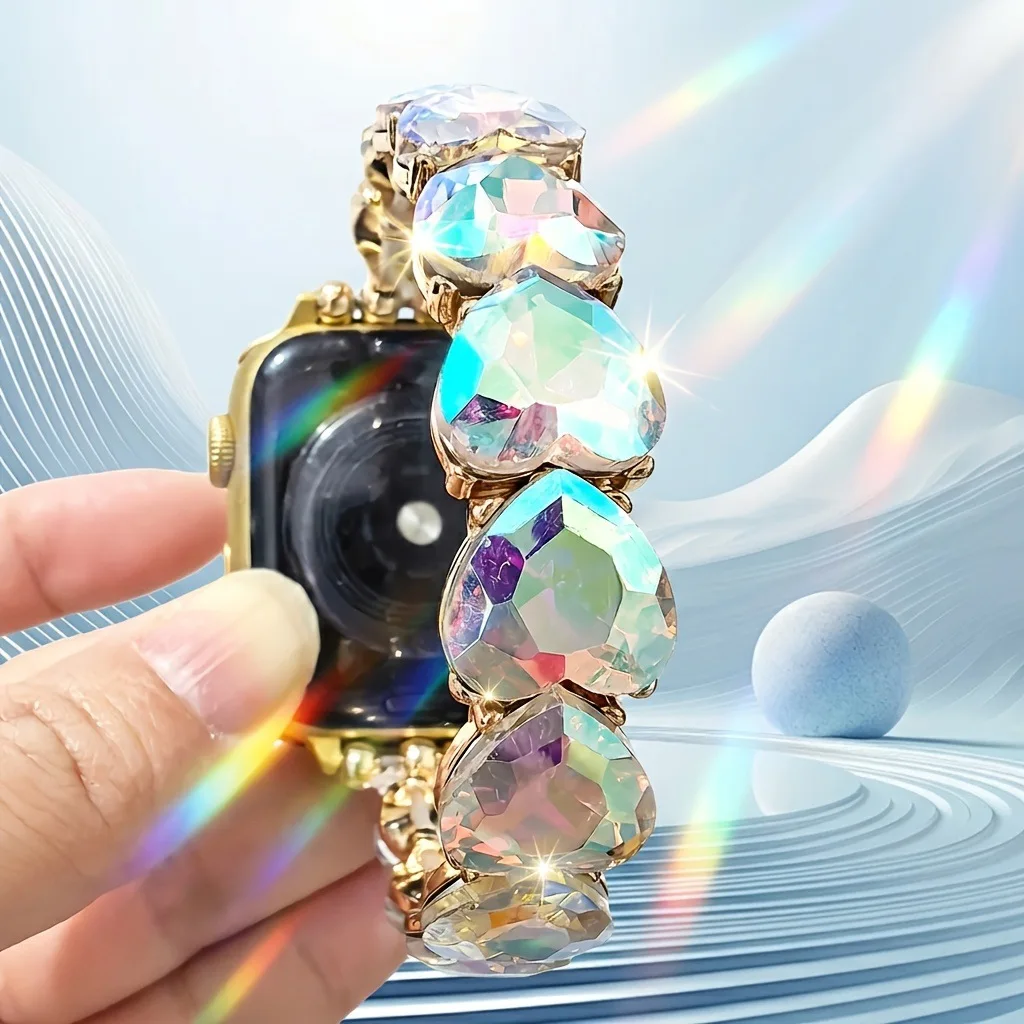 Rainbow Crystal Wristband for Apple Watch S11 10 9 8 7 6 5 Women Rhinestone Bangle for IWatch Band 38 40 41 42mm 44 45 46 49mm