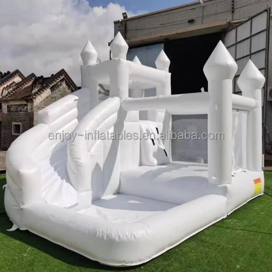 Gran oferta, color pastel claro de grado comercial, casa de rebote inflable para boda, puente, castillo hinchable blanco, combo para saltar