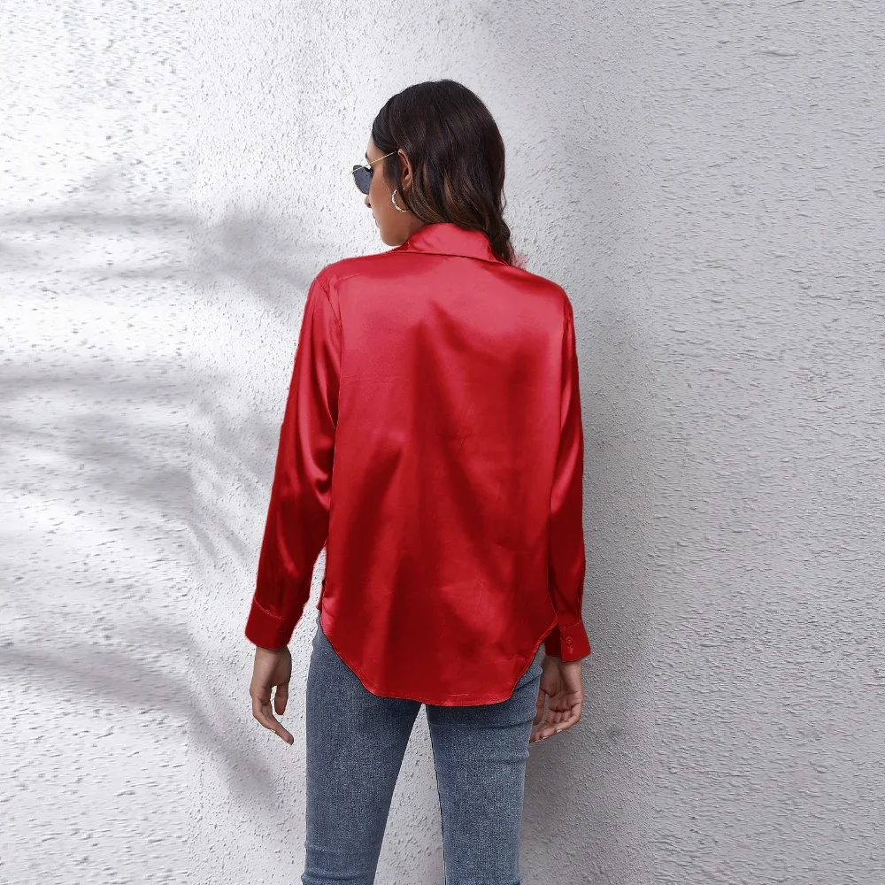 Satin Blouse Women Shirts for Women Clothing Tops Elegant Long Sleeve Spring Autumn Streetwear Fashion Clothes Camisas Casual