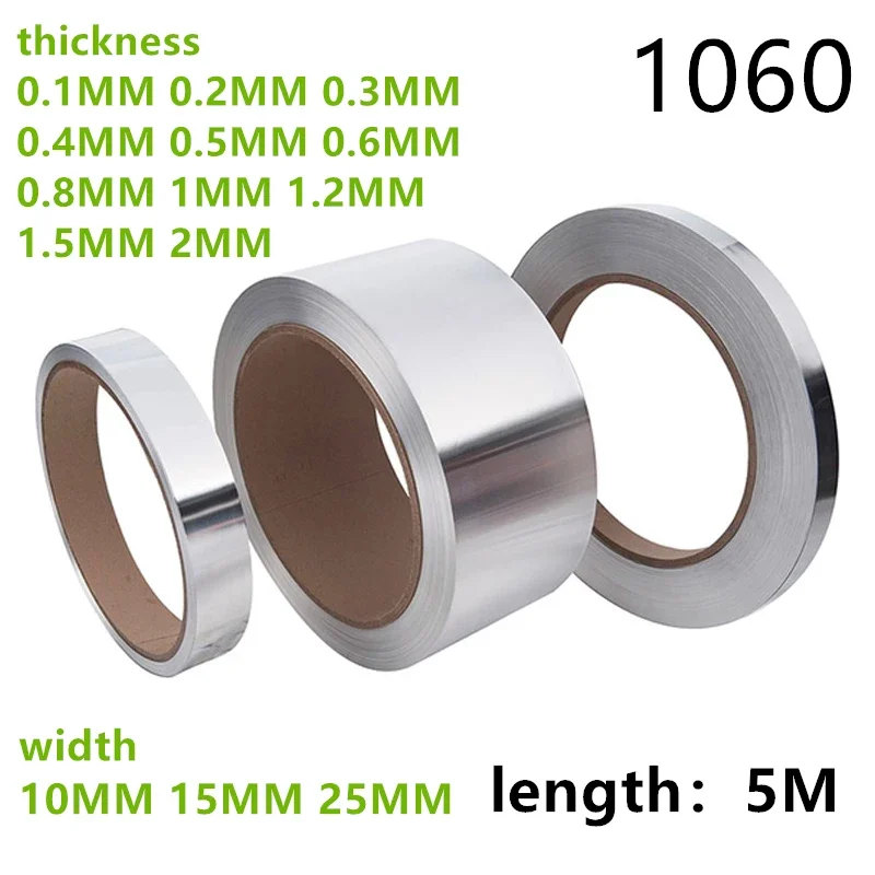 1060 Aluminum Foil Strip width 10MM 15MM 25MM thick 0.1-2MM Aluminum Thin Sheet Plate for DIY Material Washer length 5M