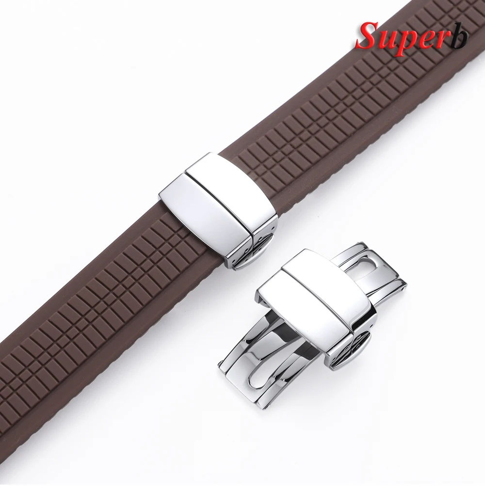 Watch buckle For Patek Philippe Silicone 5164A 5167A 5168A Aquanaut Folding Stainless Steel Folding Watch Strap Buckle 16mm 18mm