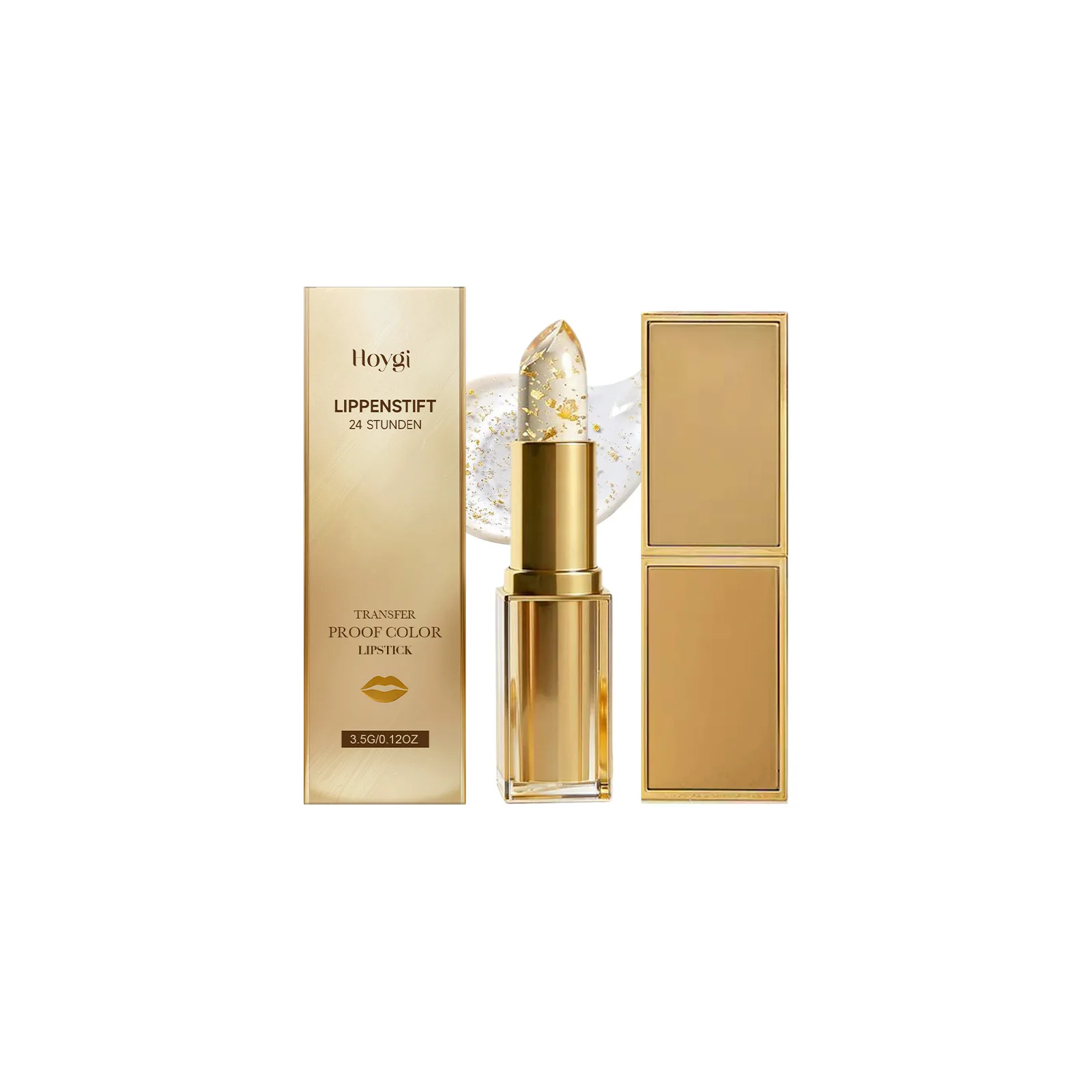 Hoygi Gold Flakes Color‑Changing Lipstick Moisturizing Nourishing Lips Prevent Dry Chapped Lips Long Lasting Transfer‑Resistant