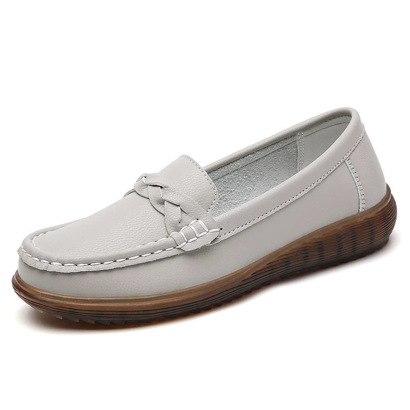

Весенне-осенние женские повседневные туфли на плоской подошве из 100% натуральной кожи, легкие и модные прогулочные лоферы, кожаная обувь