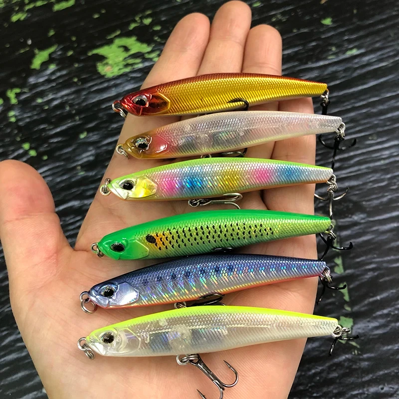 بطيئة غرق الثنائي خليج RUF تسعى 68S قلم رصاص الصيد إغراء 68 مللي متر 7.7 جرام اليابان المتذبذب الاصطناعي الصلب المياه المالحة باس الطعم الكروشيه معالجة #5