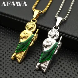 San Judas Tadeo Pendant Necklaces for Women Men Stainless Steel Gold Color St. Jude Religious Chain Jewelry collar NZZZ774S02