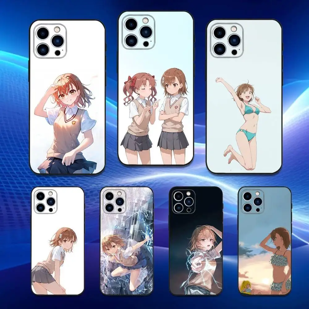 

M-Misaka Animation M-Mikoto Phone Case For iPhone 16,15,14,13,12,11 Plus,Pro Max,XS,X,XR,SE,Mini,8,7,Soft Silicone Black Cover