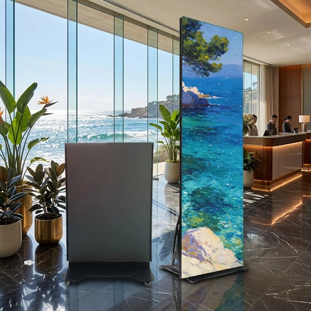 Indoor Floor Standing LED Poster Screen P2.5 8K HDR10+ LED Advertising Display Video Wall For Hotel Lobby Digital Signage