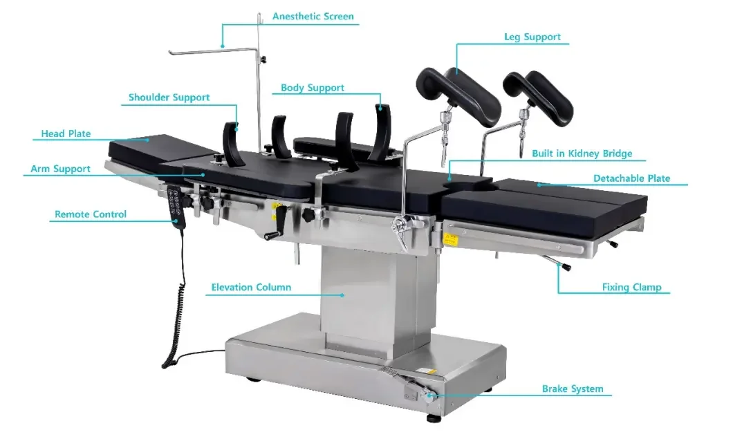 Electric Operating Table For General Surgery And Urology Metal Plastic Steel Material Hydraulic Or Manual Power Source