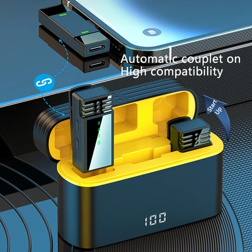 Imagen 2 del producto Micrófono Lavalier inalámbrico, grabación de Audio y vídeo portátil, Mini micrófono con cancelación de ruido para entrevistas Vlog, transmisión en vivo