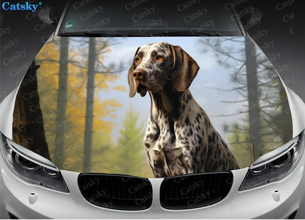 German Shorthaired Pointer Dog Car Hood Vinyl Stickers Wrap Vinyl Film Engine Cover Decals Sticker on Car Auto Accessories