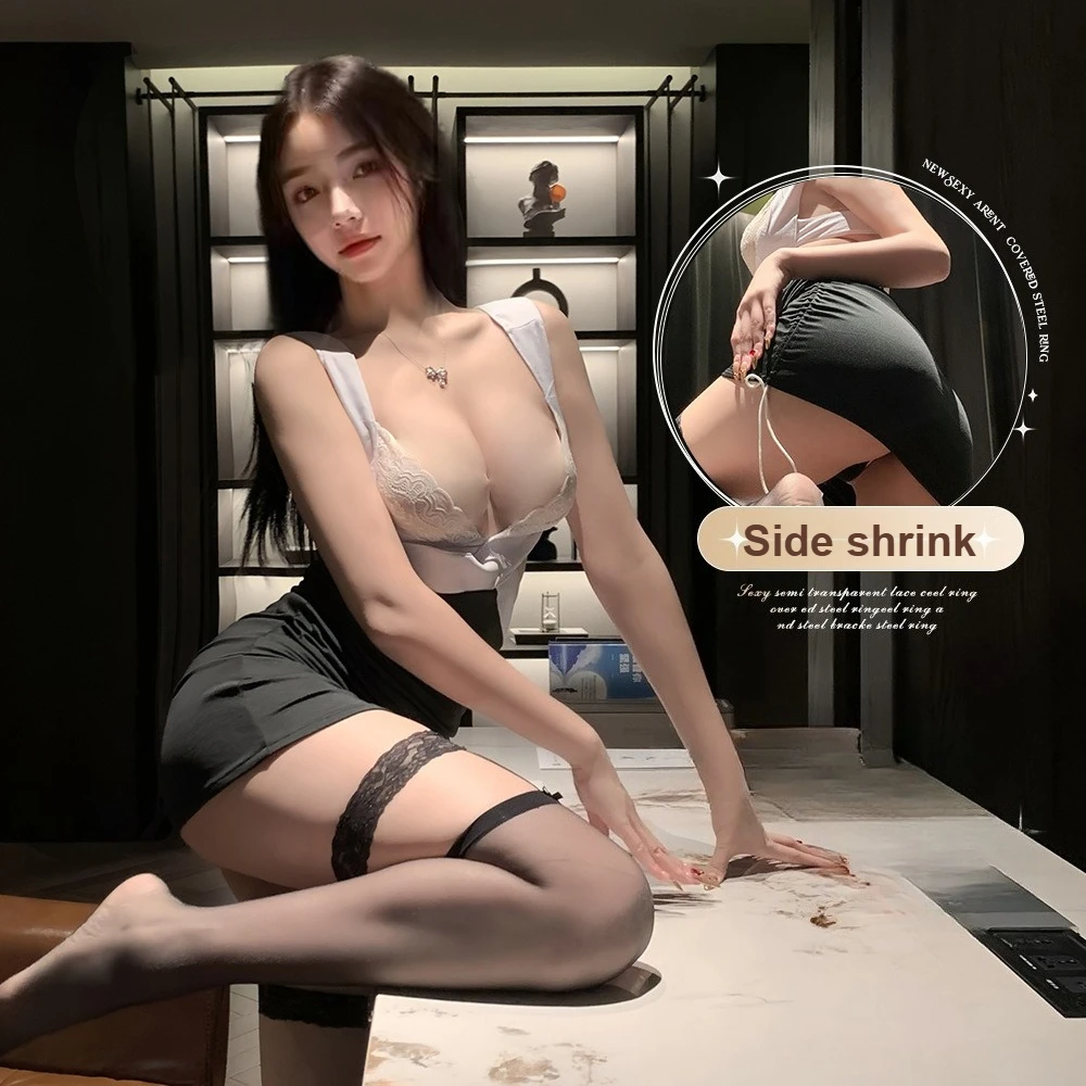 

Deep V Crisscross Lace Secretary Dress - Sheer Hollow Out Bodycon Clubwear, Sexy Pencil Lingerie Dress