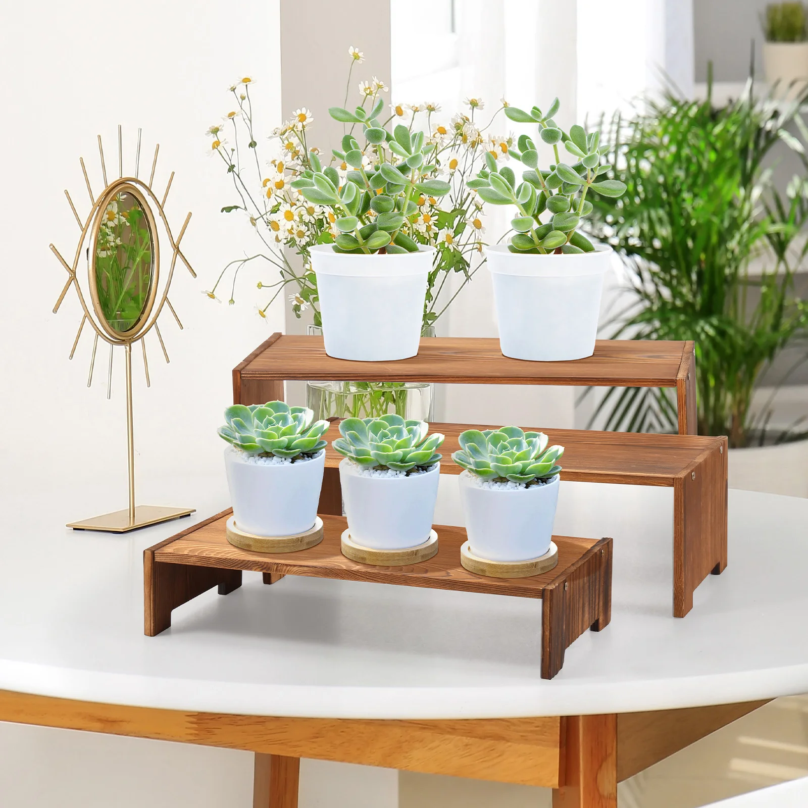 

Wood Risers Display 3 Tiers Wood Display Stand Elegant Cupcake Stand Practical Cupcake Riser Spice Rack Organizer for Cakes