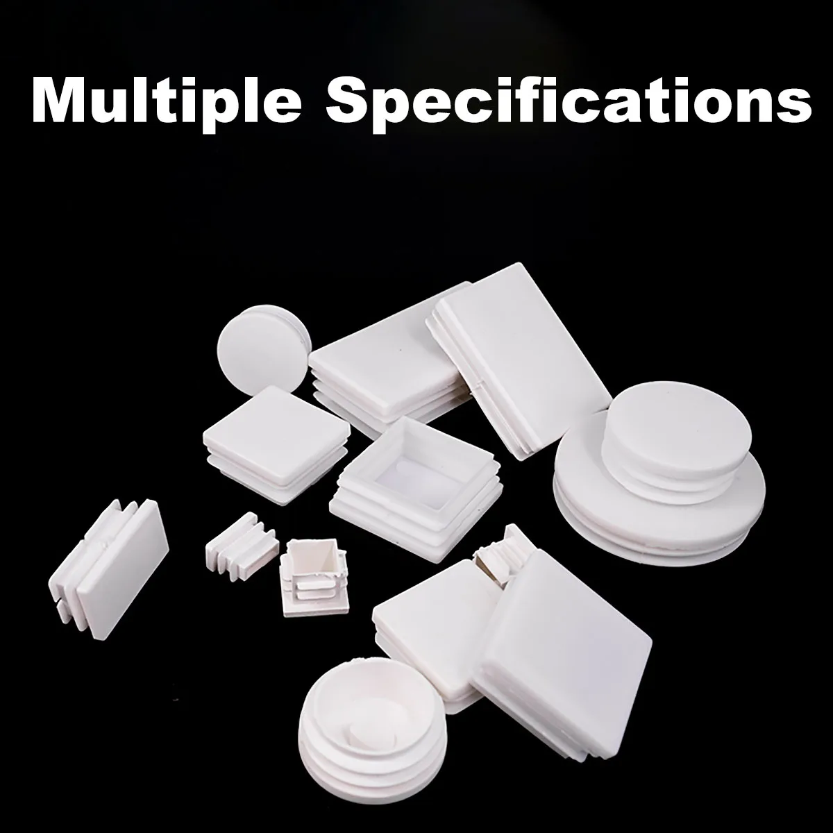 4Pcs 13x13-100x200mm White Square Pipe Plug Tube End Cap for Table Chair Leg Protector Pads Leveling Feet  Steel Pipe Plug