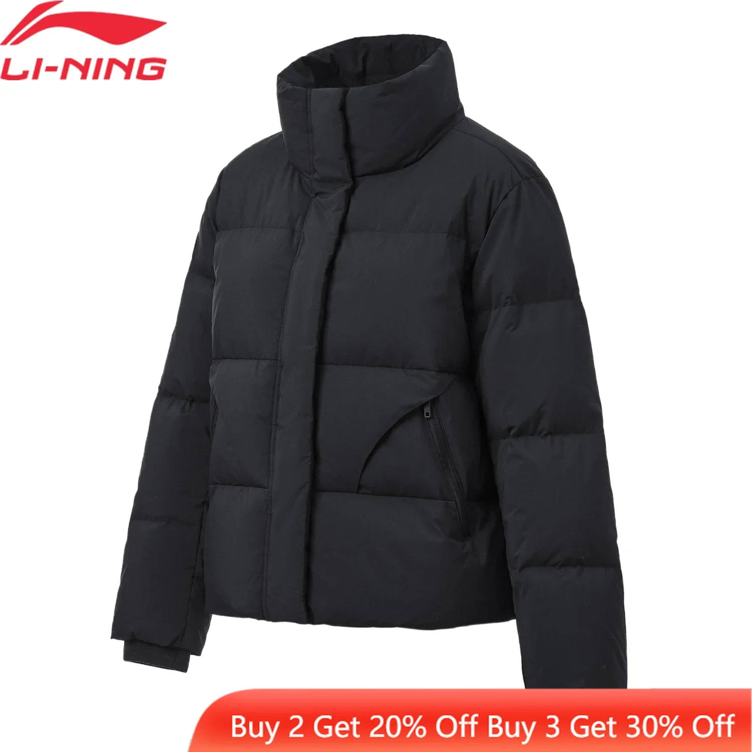 Li-Ning Women Training Short Down Coat Winter Warm Loose Fit AT PROOF SMART LiNing AT._STATIC Comfortable Sports Jacket AYMT096