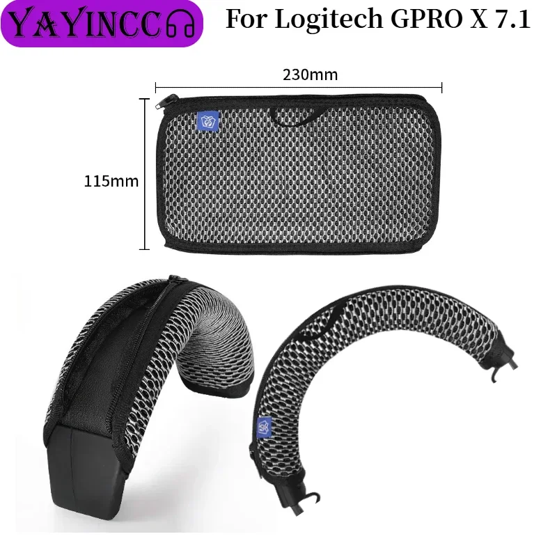 

Replacement Headband Cover For Logitech GPRO X 7.1 Headphones Mesh fabric zipper head beam protective cover