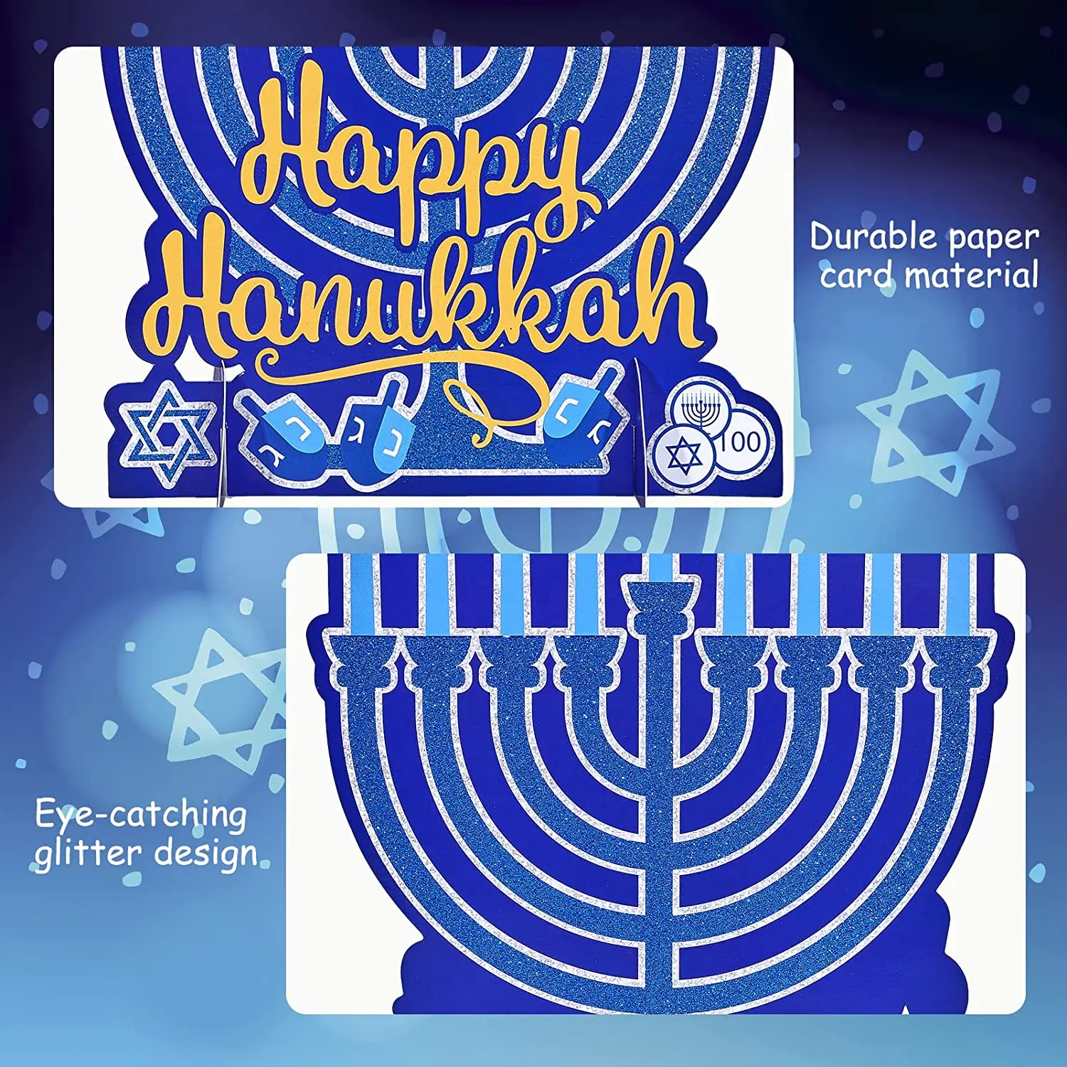 Funmemoir 1 Pcs Happy Hanukkah Centerpiece Table Decorations Chanukkah Paper Table Topper Chanukkah Jewish Festival Party Decor