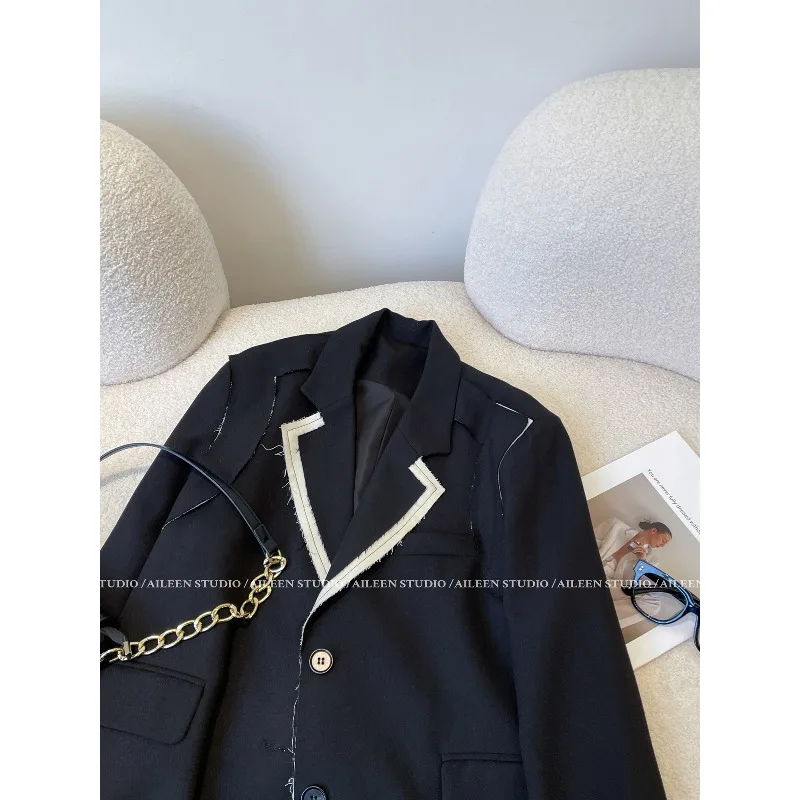 SuperAen Black Blazer Women's Loose 2026 Autumn Clothing New Design Fashion Jacket Top