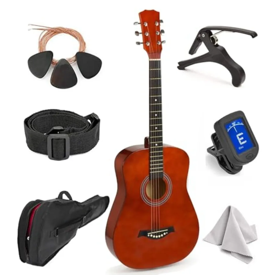 

Acoustic Guitar For:30 Beginner Guitar in Mahagnah Finish, Lightweight Wood Construction, Includes Bag, Tuner, Strap, Strings,