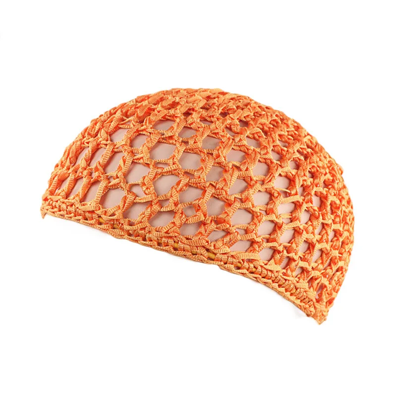 Gorro de ganchillo de malla para mujer, turbante de Color sólido, cubierta de noche para dormir, gorro informal Popular