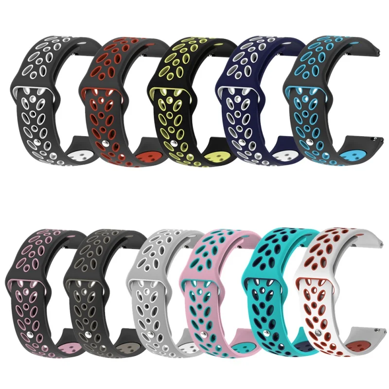 For New Design Dual Colors Breathable Sport Silicone Replacement Band for Samsung Galaxy Watch 20 mm Watch straps for Smart Watc