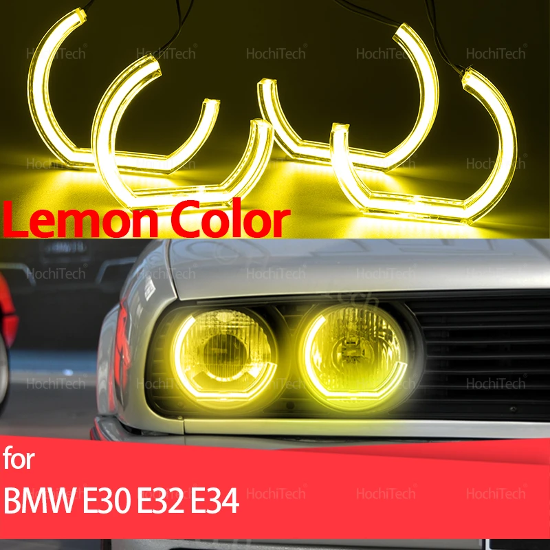 

For BMW E30 E32 E34 Day Light DRL Angel Eyes LED CSL Style Lemon Yellow Headlight Ring Kit Car Styling Accessories