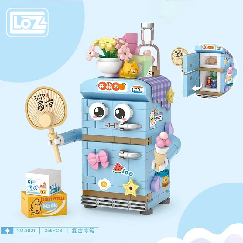 Loz/Lizhi Small Particle Building Blocks Cute Funny Home Appliances Refrigerator TV Washing Machine Creative Cute Model