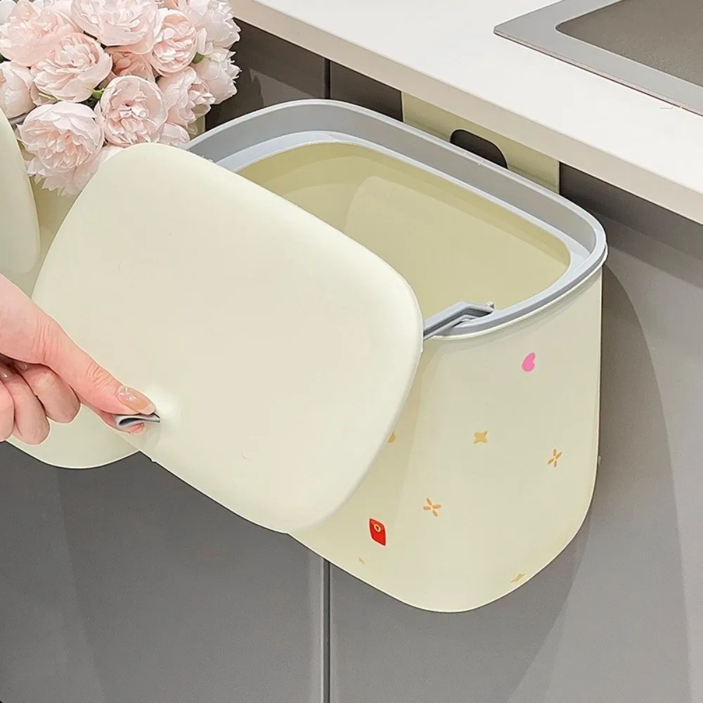 

Slide Lid Kitchen Trash Bin Cartoon Horse Pattern Leak-Proof Wall-mounted Trash Can Large Space-Saving Garbage Can Kitchen Use