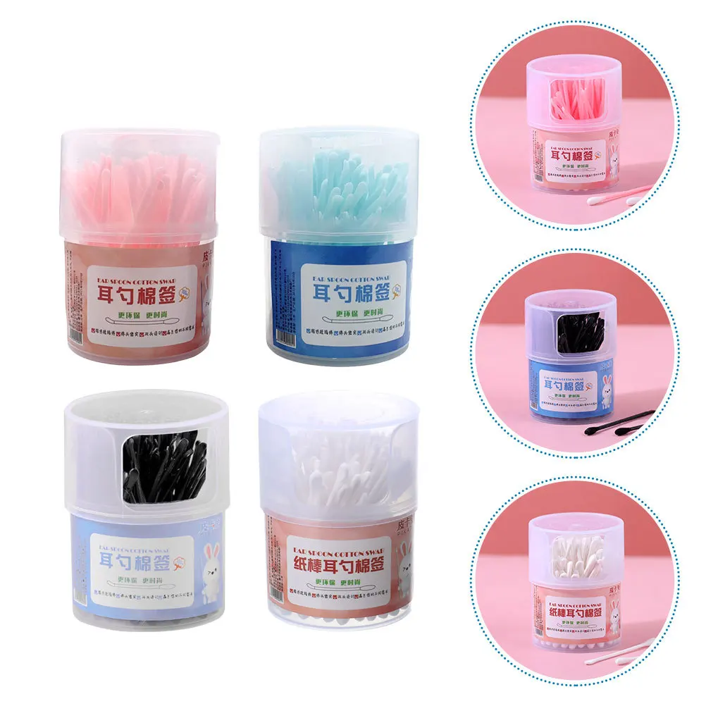 4 صناديق مزدوجة الرأس مسحات قطنية للاستعمال مرة واحدة يختار الأذن ألوان متنوعة أدوات تنظيف الأذن أعواد قطنية الرعاية المنزلية