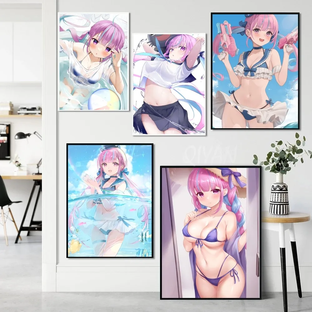 Minato Aqua Hololive Vtube Game Anime Poster Paper Print Home Living Room Bedroom Entrance Bar Cafe Art Painting Decoration