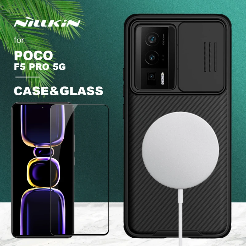 

For Xiaomi Poco F5 Pro 5G Case Nillkin CamShield & Tempered Glass Magnetic Slide Camera Back Cover For Poco F5 Pro 5G Lens Case