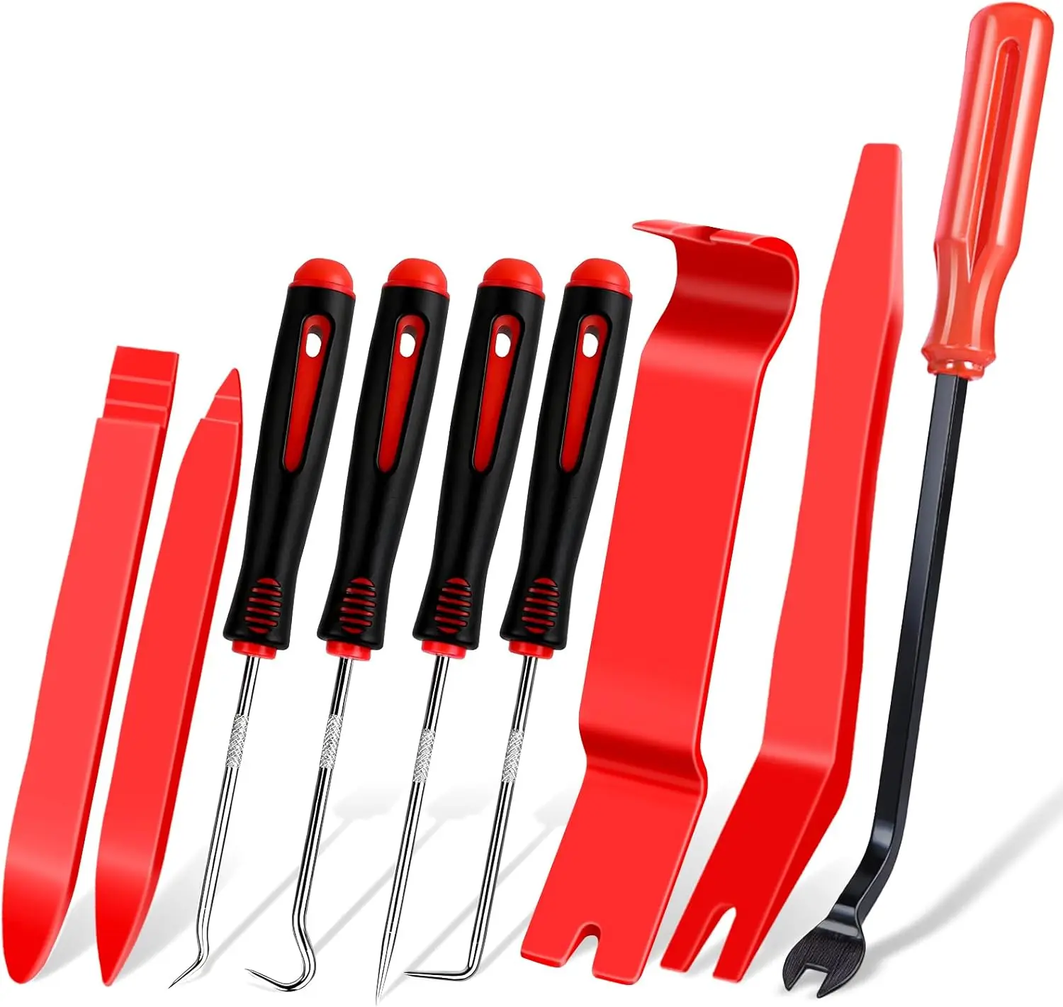 

9 Pcs Auto Trim Removal Tool Set - Plastic Pry Tools for Car Door Panel Window Clip Fastener Remover with Hook and Pick Set