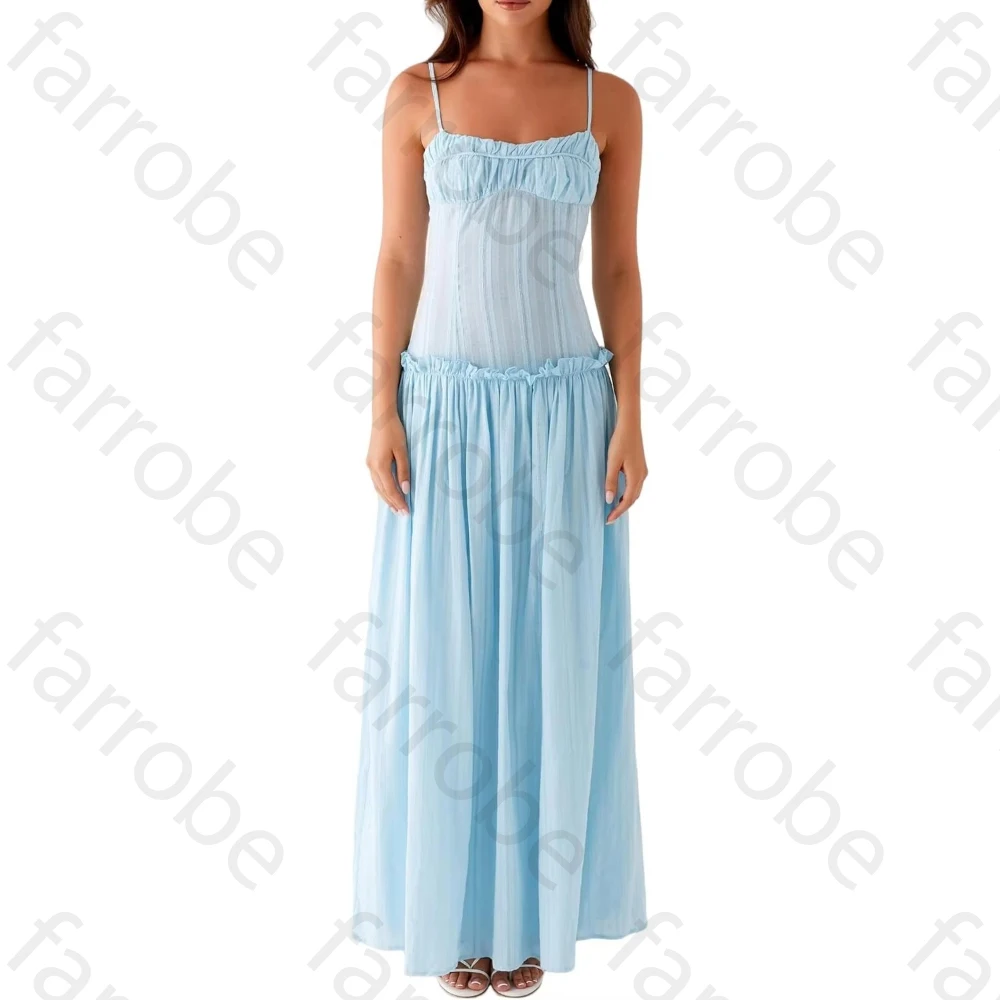 

Elegant Spaghetti Strap Evening Dresses Sexy Sleeveless Pleat Long Dress Exquisite High Quality Prom Party Gown Women Customized