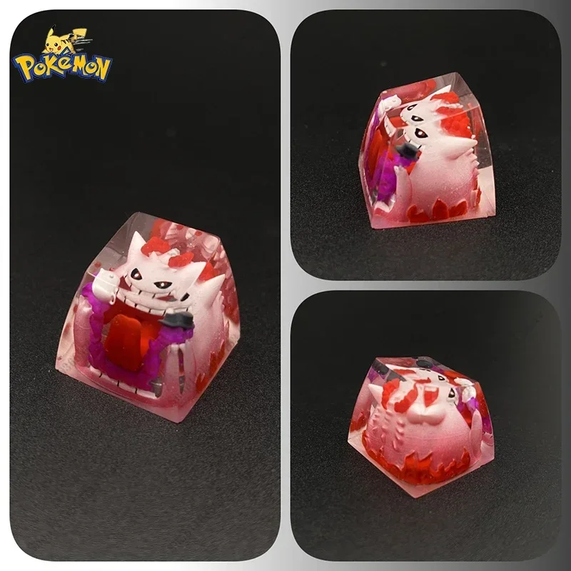 Pokemon Resin Keycap Anime Character Gigantamax Gengar Red 3D Transparent Keys Mechanical Keyboard accessories Customized Gifts